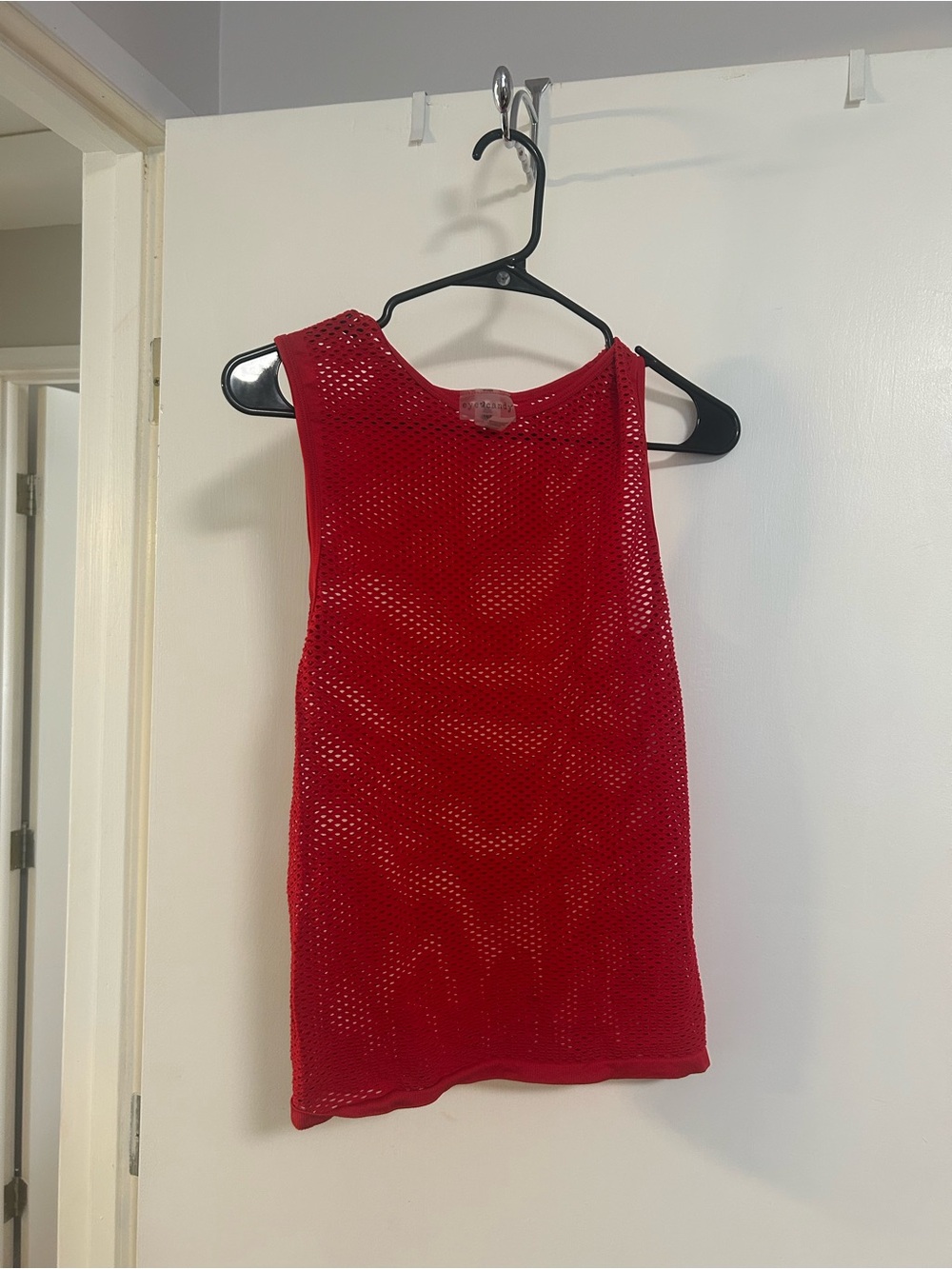 eye candy Red Mesh Sleeveless Tank Top